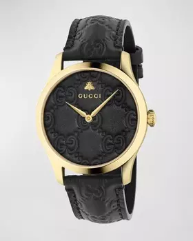 Мужские кожаные часы 38 мм с логотипом Gucci