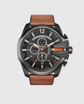 Мужские кожаные часы Diesel DZ4343 Mega Chief, черный