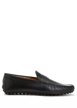 Мужские кожаные драйверские кроссовки с черной полосой и логотипом Tod's