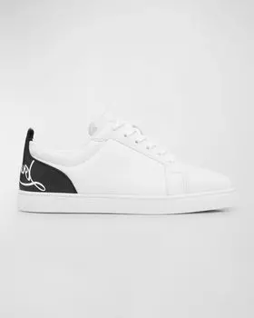 Мужские кожаные кроссовки Fun Louis Junior с низким берцем Christian Louboutin, цвет White/Black