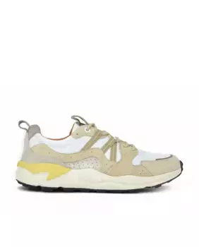 Мужские кожаные кроссовки на шнурках и контрастной подошве Coronel Tapiocca, бежевый