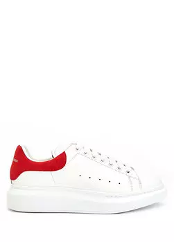 Мужские кожаные кроссовки oversized белого и красного цвета с логотипом Alexander McQueen