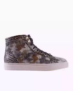 Мужские кожаные кроссовки с гравировкой кокосового мотива в стиле милитари Mister, серый