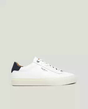 Мужские кожаные кроссовки с замшевыми деталями Pepe Jeans, белый