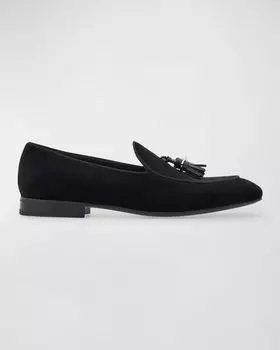 Мужские кожаные лоферы Donovan Gancini с кисточками Ferragamo, цвет Nero 600