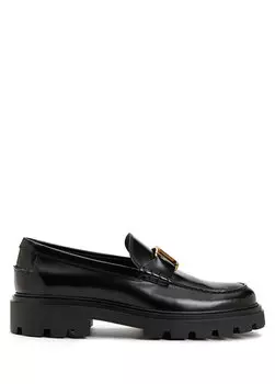Мужские кожаные лоферы с черным логотипом Tod's