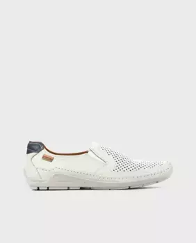 Мужские кожаные мокасины с эластичными боками и съемной стелькой Pikolinos, белый