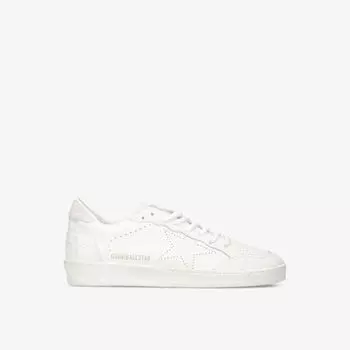 Мужские кожаные низкие кеды ballstar с вышитым логотипом Golden Goose, белый