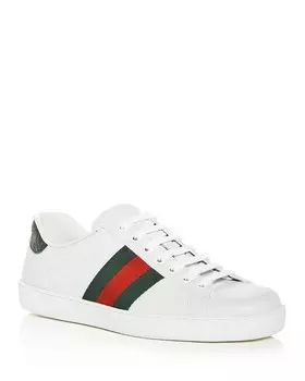 Мужские кожаные низкие кеды Gucci Ace, белый