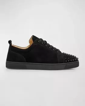 Мужские кожаные низкие кеды Louis Junior Spikes Christian Louboutin, цвет Black/Black