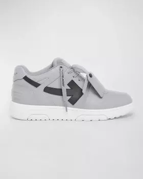 Мужские кожаные низкие кеды Out Of Office Off-White, цвет Grey Black