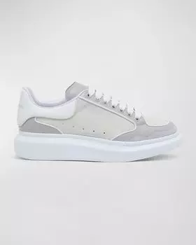 Мужские кожаные низкие кеды оверсайз в стиле ретро Alexander McQueen, цвет Concrete Luna White