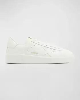 Мужские кожаные низкие кеды Purestar в тон Golden Goose, цвет Optic White