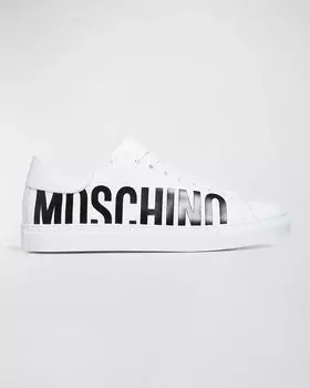 Мужские кожаные низкие кеды с логотипом Moschino, цвет White