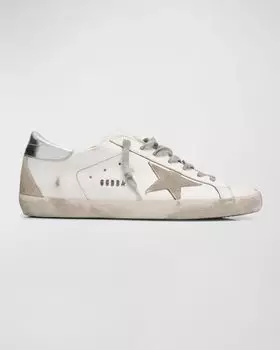 Мужские кожаные низкие кеды Super-Star с металлическим логотипом Golden Goose, цвет Whiteicesilver