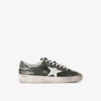 Мужские кожаные низкие кроссовки с логотипом Stardan Golden Goose, хаки