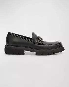 Мужские кожаные пенни-лоферы Cocoon Gancini Ferragamo, цвет Nero