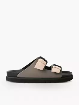 Мужские кожаные сандалии с застежкой-пряжкой Genuins, серый