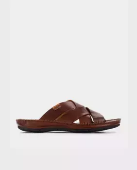 Мужские кожаные сандалии со скрещенными ремешками Pikolinos, коричневый