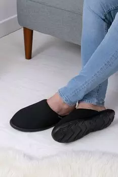 Мужские кожаные шлепанцы Totes, черный