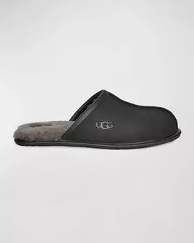 Мужские кожаные тапочки-мюли с шерстяной подкладкой UGG, цвет Black