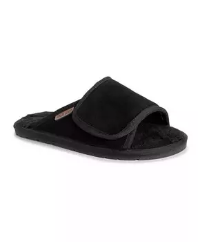 Мужские кожаные тапочки с открытым носком от Topher, цвет Camel, 12 MUK LUKS, черный