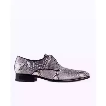 Мужские кожаные туфли на шнуровке со змеиной гравировкой Mister, серый