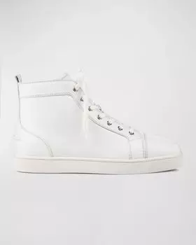 Мужские кожаные высокие кеды Louis Christian Louboutin, цвет White