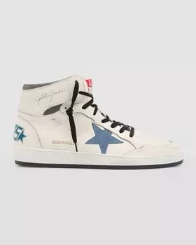 Мужские кожаные высокие кеды Sky-Star Golden Goose, цвет White/Savoia/Basalto