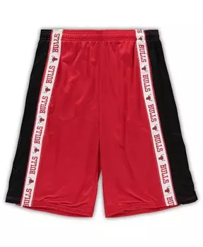 Мужские красные и черные фирменные шорты chicago bulls big and tall mesh с лентами Fanatics, мульти
