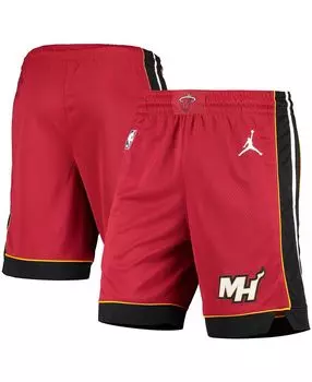 Мужские красные и черные шорты miami heat 2020/21 statement edition performance swingman Jordan, мульти