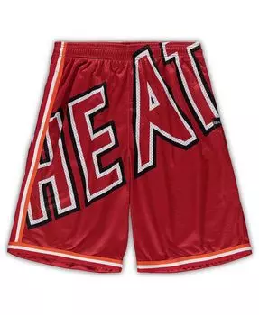Мужские красные шорты miami heat big and tall hardwood classics big face 2.0 Mitchell &amp; Ness, красный