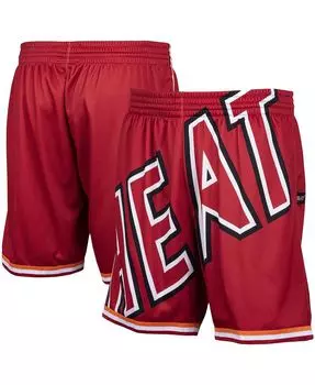 Мужские красные шорты miami heat hardwood classics big face 2.0 Mitchell &amp; Ness, красный