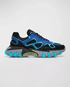 Мужские кроссовки B-east смешанной техники Balmain, цвет Blue/Black