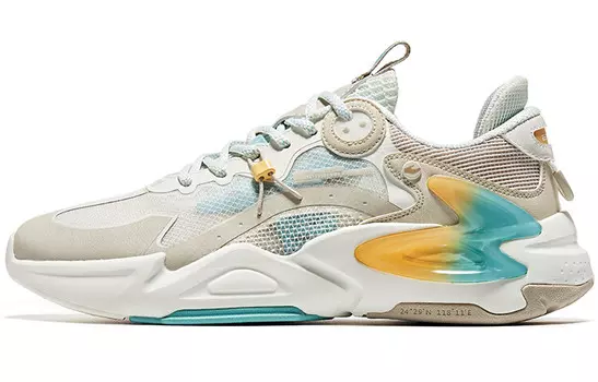 Мужские кроссовки Bingling Lifestyle с низким верхом из микрокристаллического белого/бирюзового цвета Erke