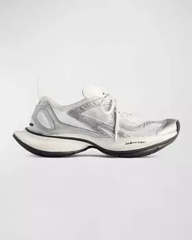 Мужские кроссовки для бега с сетчатой вставкой Balenciaga, цвет 9100 White/Silver