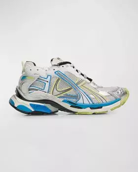 Мужские кроссовки для бега с сеткой Balenciaga, цвет 9074 White/Yellow/Blue