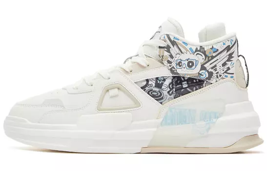 Мужские кроссовки для скейтбординга Battery Panda с высоким берцем цвета слоновой кости/черного цвета Erke