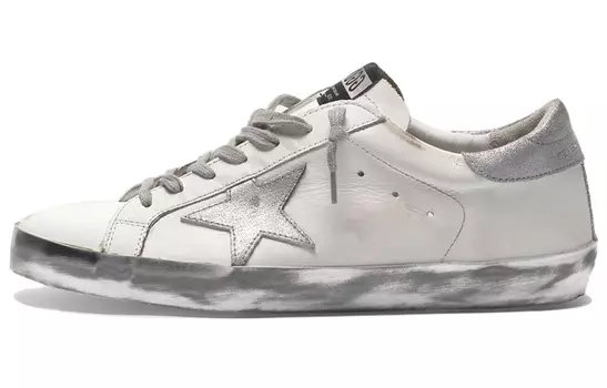 Мужские кроссовки Golden Goose SuperStar со звездой, белый/серебряный