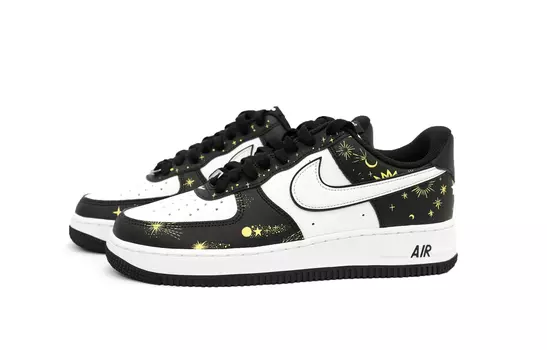 Кастомизированные кроссовки Nike Air Force 1 Skateboarding Shoes Men, черный/белый