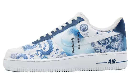 Мужские кроссовки для скейтбординга Nike Air Force 1, Blue and white color