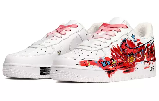 Кроссовки Nike Air Force 1 Skateboard Shoes Men Low-Top Red White