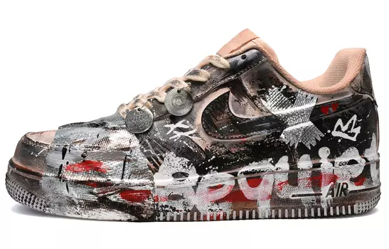 Кроссовки Nike Air Force 1 Skateboard Shoes Men Low-Top Black White Red