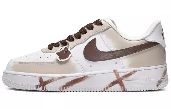 Кроссовки Nike Air Force 1 Skateboard Shoes Men Low-Top White Brown