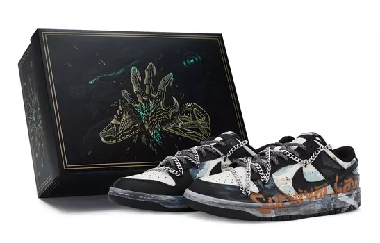 Мужские кроссовки для скейтбординга Nike Dunk, Black, blue, beige, white
