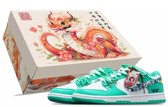 Мужские кроссовки для скейтбординга Nike Dunk, Green DUNK color blue flower