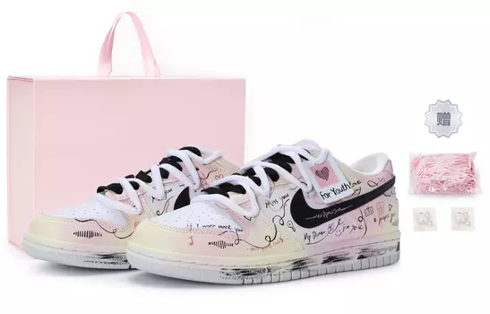 Мужские кроссовки для скейтбординга Nike Dunk, Pink, white, yellow, and black