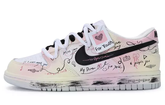 Мужские кроссовки для скейтбординга Nike Dunk, Pink, white, yellow, and black