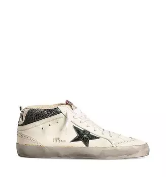 Мужские кроссовки Golden Goose Mid Star со шнуровкой и кончиками крыльев, слоновая кость/кремовый