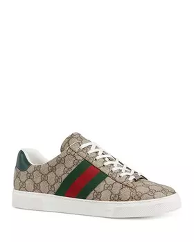 Мужские кроссовки Gucci Ace из парусины и кожи Gucci, коричневый/бежевый